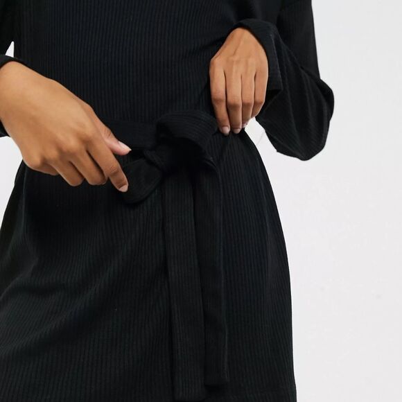 NEW Lindex Filippa eco viscose rib wrap front lounge top in black - Picture 3 of 4